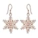 EVER FAITH Women's 925 Sterling Silver CZ Winter Party Snowflake Hook Dangle Earrings Rose Gold-Tone