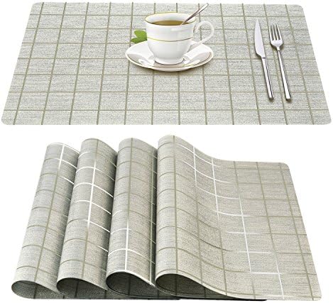 Placemats, Heat-Insulation placemats Vinyl Non-slip Anti-fouling and Waterproof Washable PVC Table Mats are Suitable for Family Kitchen Hotel Coffee Shop Dinning Restaurant set of 4