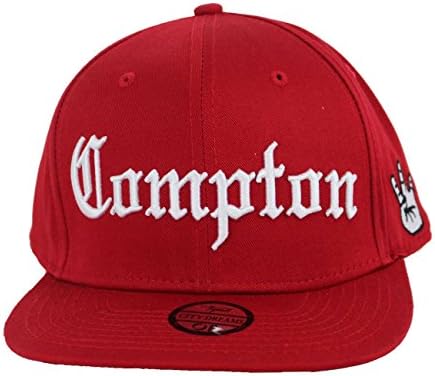 Compton Flat Bill Snapback Adjustable Baseball Cap Hat (Red)