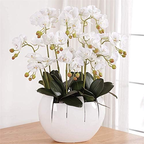 装飾造花蘭胡蝶蘭アレンジメントセラミック花瓶結婚式パーティーホームロビーホテルポーチリビングルームセンターピースの装飾 人気ブランド多数対象 白 Xl