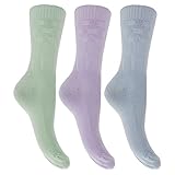 Womens/Ladies Wide Fit Diabetic Socks With Easytop Comfort Grip (Pack Of 3)