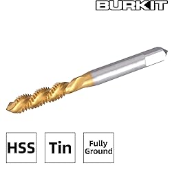 Burkit 2pcs M6 X 0.75 Spiral Flute Tap, HSS