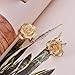 ZJchao Women Beige Yellow Rose Stud Earrings Gift for Her Dipped 24K Gold Crystal Flower Earring Jewelry Present for Wife Mom Girl Valentines Day, Anniversary, Birthday, Wedding (Beige)