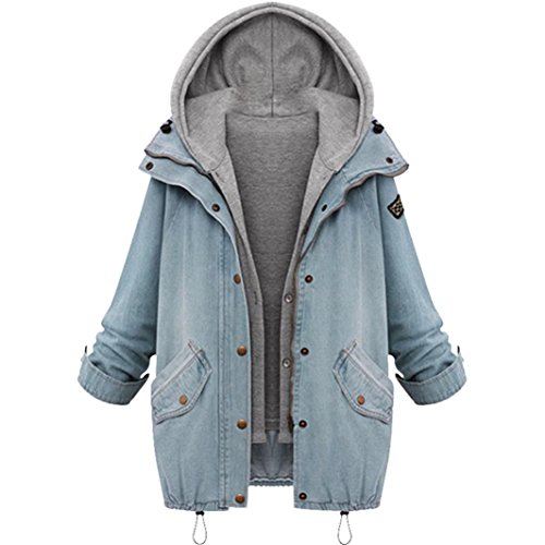 WILLTOO Women Winter Coat Denim Hooded Coat Parka Outwear 2Pcs Set