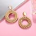 CEALXHENY Rattan Earrings for Women Handmade Straw Wicker Braid Drop Dangle Earrings Lightweight Geometric Statement Earrings for Girls (A Round)