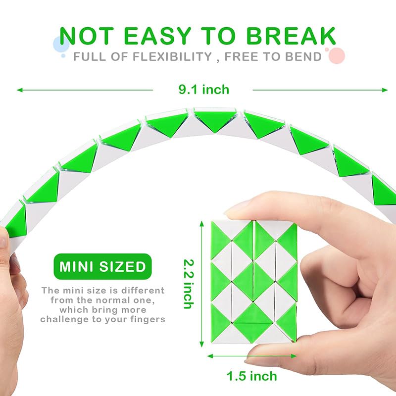 24 Pack Fidget Snake Cube Mini Twist Puzzle Bulk Toys for Kids Teens Stocking Stuffers,Birthday Party Favors,Classroom Rewards, Pinata Goodie Bags Fillers,Carnival Prizes,Treasure Box,Random Colors