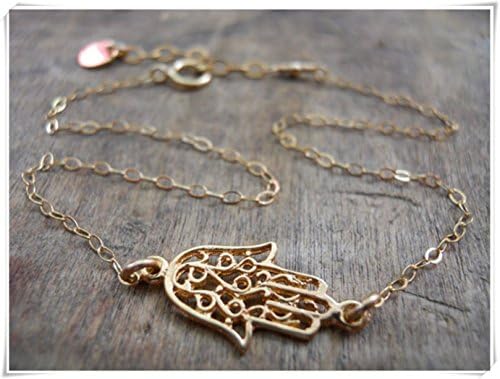 flowers and fruits Hamsa Anklet, Layering Anklet, Gold Filled Hamsa Anklet, Dainty Gold Anklet