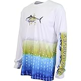 Guy Harvey Blue Fin Pro UVX Tuna Long Sleeve T-shirt (Medium, White)