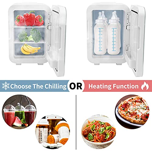 YITAMOTOR White Mini Fridge for Bedroom 10 Liter Desktop Fridge for Skincares Makeups Storage