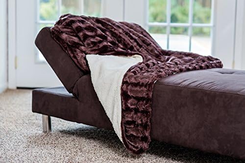Footsie Signature Chocolate Super Soft Warm Polar Faux Fir with Sherpa (Dual Throw AND Foot Pocket Blanket)
