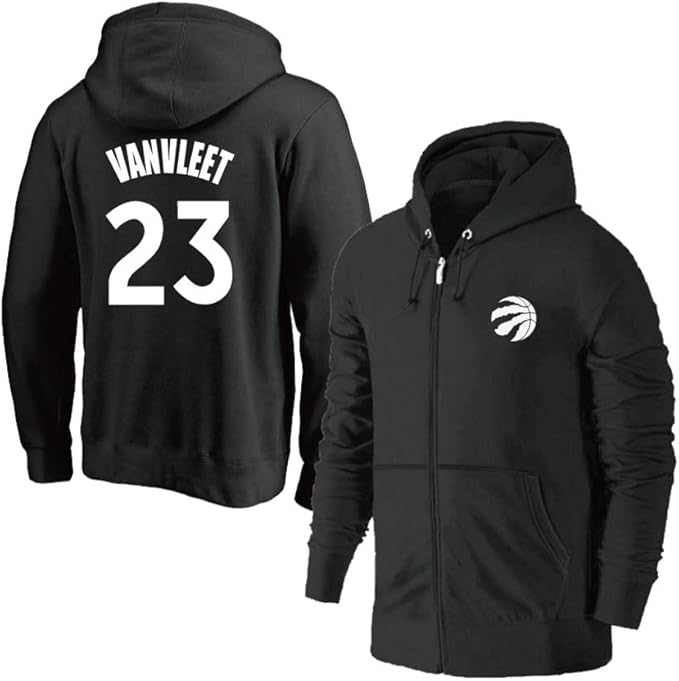 Men's Hoodie Basketball Jersey Toronto Raptors #23 Fred VanVleet with Drawstring Zipper Long 