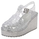 Coshare Women's Fashion T-Strap Retro Jellies Flatform Platform Wedge Sandals