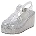 Coshare Women's Fashion T-Strap Retro Jellies Flatform Platform Wedge Sandals