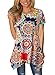 XUERRY Women Plus Size Short Sleeve Tunic Tops Loose Floral Print Shirt(Short-Multicolored,XXXL)