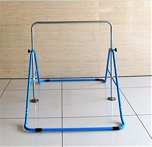 Kids Jungle Children Monkey Bar Gymnastics Athletic Expandable Kip Balance Bars Junior Training Play Gym Pink with 2Ft x 6Ft Gymnastic Mat - Thumbnail 4