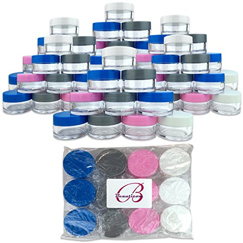 Beauticom 240 Pieces 20G/20ML Round Clear Jars with Mixed Color Lids for Cosmetics, Medication, Lab and Field Research Samples, Beauty and Health Aids - BPA Free