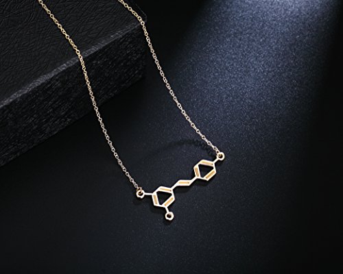 Rosa Vila Wine Molecule Necklace, Wine Lover Gifts for Women, Chic Geeky Jewelry, for Wine Lovers, Makers, and Enthusiasts, 19" Chain (Gold Tone), Mother's Day