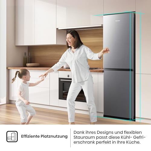 Hisense RB327N4ADD Kühl-Gefrier-Kombination, EEK D, Total NoFrost, wechselbarer Türanschlag, Flaschengitter, 171 Liter Kühlteil, 85 Liter Gefrierteil, Inox Look 10