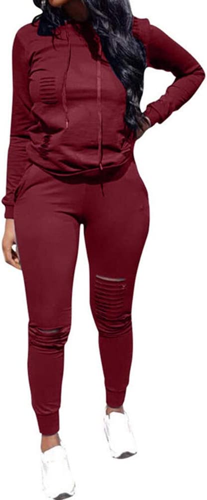 Chic to Max Women's 2 PCS Plus Size Tracksuit Sets Outfits Hoodie Sweatshirt and Jogging Pants Sweatsuits