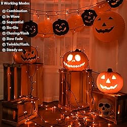 Joomer Orange Solar Halloween Lights, 2 Pack 72ft