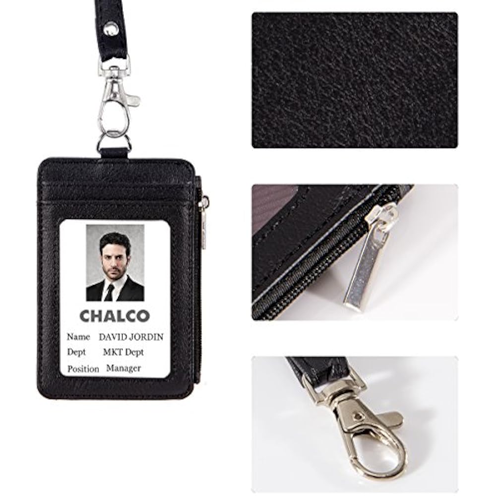 2 Pack PU Leather ID Card Badge Holder With Zipper 5 Cards Slot Wallet Case eBay