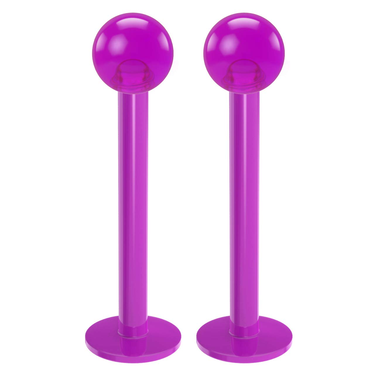 2pc 1.2mm 16g Labret Bar Studs Lip Ring Monroe Tragus Snake Spider Bites Forward Helix Cartilage Dahlia Conch Purple Dental-Grade Acrylic 3mm Ball Piercing - 10mm