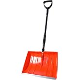 Yocada Snow Shovel for Driveway Home Garage Snow Removal | Aluminum Strip with D-Grip Handle 55 inch Long Large Capacity Shovel for Garden Car Camping Outdoor Orange