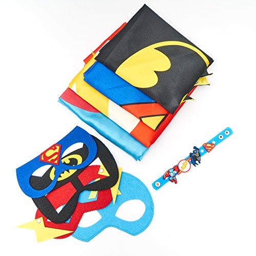 image for Dropplex 4 Superhero Capes for Kids - Super Hero Toys & Costumes Birth
