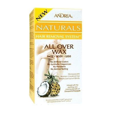 Andrea Naturals Hair Removal System All Over Wax 113G/4Oz Microwaveable Wax + 7M/0.25Oz Calming Botanical Oil (785923500799)
