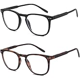 BLUEMOKY Reading Glasses for Women Men, Blue Light Blocking Glasses 2 Pack, Computer Readers, Spring Hinge