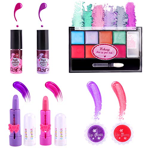 SHANNA Kids Makeup Kit for Girl, 12 Pcs Realistic Washable Non Toxic Pretend Makeup for Kids Girls Toddler 3 4 5 6 7 8 Year Old - Play Makeup for Little Girls