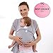 Super Soft Baby Sling Wrap Carrier -Free Adorable Baby Hat-Natural Cotton (GRAY)
