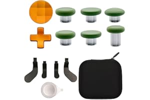 Hzxkqmil Metal Thumbsticks for Xbox Elite Series 2 Controller, 13 in 1 Accessories Replacement 6 Magnetic Joysticks 4 Paddles 2 D-Pads with 1 Adjuster Tool (Green + Orange)