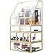 Large Mirror Glass Top Dresser Make Up Organizer Jewelry &Cosmetic Display, Stackable Cube 6 Drawers Set Dresser Storage for Vanity with Lid,Bathroom Accessories Brushes Container (1drawerg)
