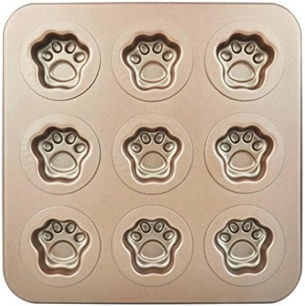 BETOP HOUSE Durable 9-Cup Nonstick Gold Cute Mini Cat Pawn Cake Pan Mold