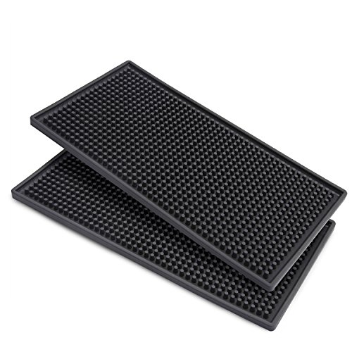 2 Pack Black Salon Mats, Barber Work Station Clippers Mat, Flexible PVC Heavy Duty Antiskid Bar Service Mat Cushion, Heat-Resistant Pad Tools for Styling Hair Dryers Hair Trimmers 12″ x 6″ x 0.4″