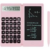 Desk Calculator, Desktop Small Calculators with Writing Notepad, Basic 4-Function Math Large Button Calculator, School Supplies, Middle/High School Students (Pink)