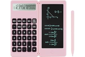 IPEPUL Desk Calculator, Desktop Small Calculators with Writing Notepad, Basic 4-Function Math Large Button Calculator, School Supplies for Kids, Middle/High School Students (Pink)