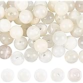SOFPLATE 1 Box 80Pcs Crystal Agate Beads 6mm Natural Moonstone Beads Bulk Loose Round Polished Smooth Shiny Spacers for Jewelry Making Findings Earrings Bracelets Necklace DIY Crafts Gift Beginner