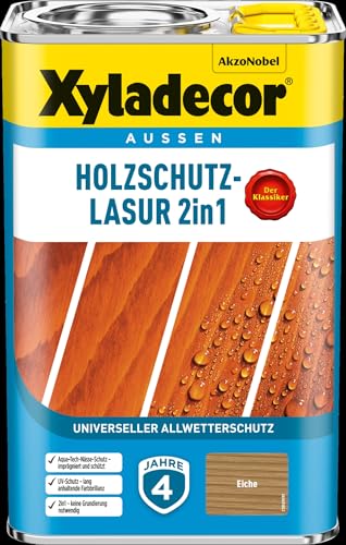 Xyladecor Holzschutz-Lasur 2in1, Universeller Allwetter-Schutz – Der Klassiker, Eiche, 4 l