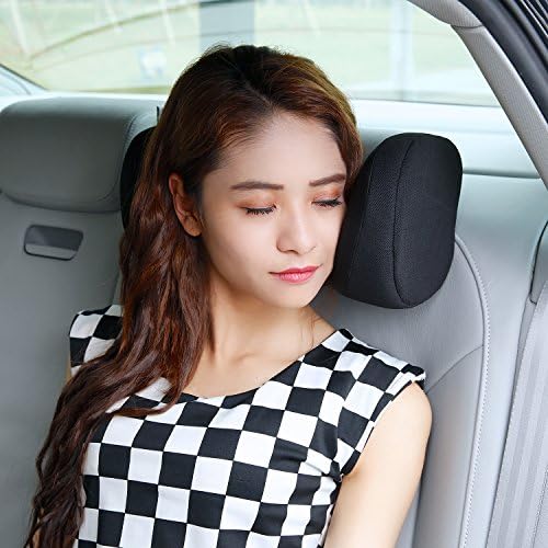 ChiTronic Memory Foam Travel Neck Pillow for Car SUV Auto - Soft Cotton Cover Head Neck Rest Cushion Pad Support for Back Seat (1 Pack, Black)