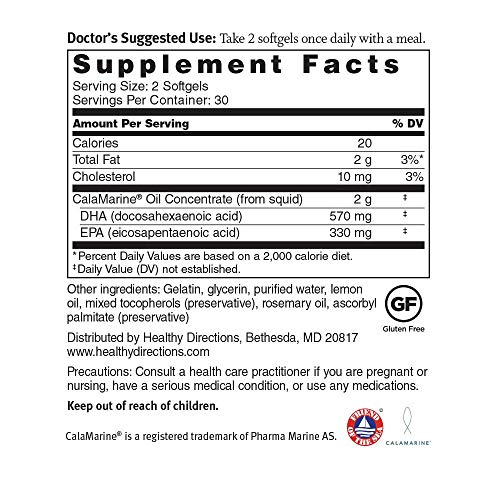 Dr. Sinatra's Clinical Grade CalaMarine Omega-3 Supplement with DHA and EPA for Brain, Heart, and Eye Health (60 softgels)