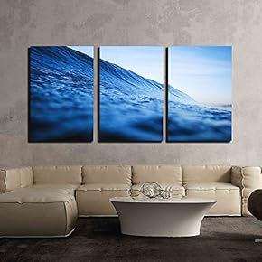 3 Piece Canvas Wall Art - Closeup of The Blue Ocean - Modern Home Art Stretched and Framed Ready to Hang - 16"x24"x3 Panels