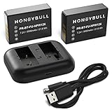 W126 Battery (HoneyBull) FUJI NP-W126 Replacement Battery (1400mAh) 2 Pack with Dual Battery Charger for Fujifilm X100F, X-T10, X-T20, X-T1, X-T2, X-Pro1, X-Pro2 & More
