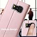 FYY Galaxy S8 Plus Case,[RFID Blocking wallet Case] 100% Handmade Flip Folio Case [Kickstand Feature] With ID&Credit Card Protector for Samsung Galaxy S8 Plus(NOT for S8) Rose Gold