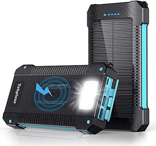 Solar Power Bank 30000 mAh, Wireless Portable Charger Solar Panel
