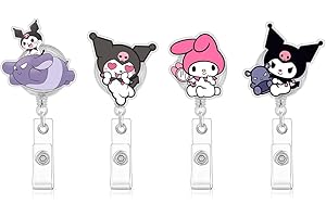 CINPUDO Cute Retractable Badge Holder Reel,Cute Kitty Badge Reel - Clip-On Name Badge Tag with Belt Clip, ID Badge Reels Clip Card Holder for Office Workers, Doctors, Nurses,Medical Students and Students