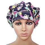 Doctor Classic Scrub Hat Adjustable Sweatband Bouffant Cap for Women Ponytail(Print 5)