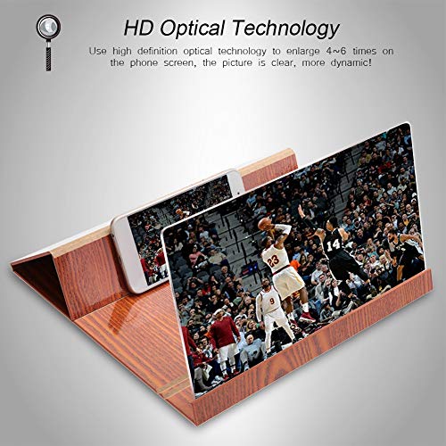 Hakeeta 12'' Screen Magnifier, 4-6 Times Enlarging Phone Screen,High Definition Phone Screen Amplifier with Smartphone Stand.