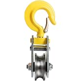 SHINICO 1Ton Pulley Hook Heavy Duty Pulley Lifting Block Hoist with Hook for 5/8" Wire Rope Snatch Block 1Pack